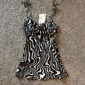 Zara Black an Swirl Pattern Dress